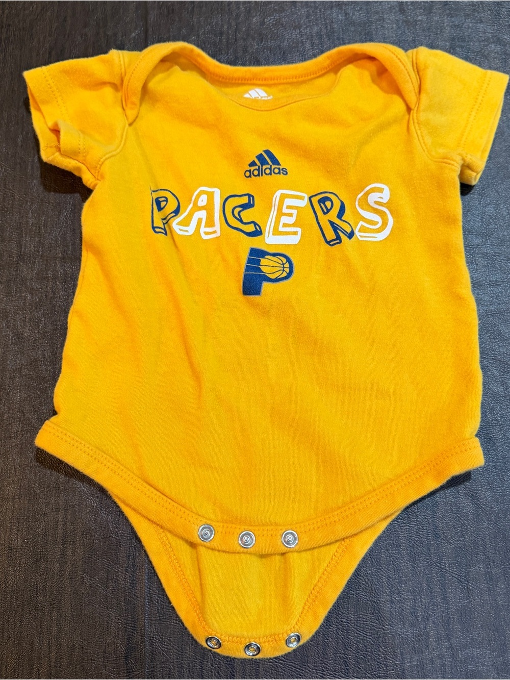 Adidas Kids Indiana Pacers Yellow One-Piece Bodysuit Sz 12M